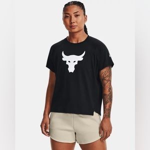 Under Armour Project Rock Women Bull Shirt Medium Loose Black NWT